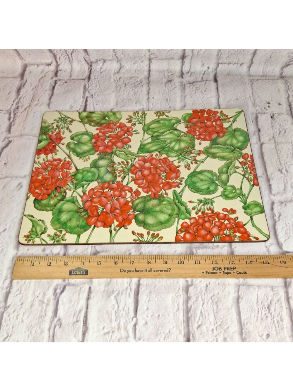 Vtg Pimpernel Geranium Placemat & Coasters Set of 4 Floral Cork Backed England - Picture 4 of 7